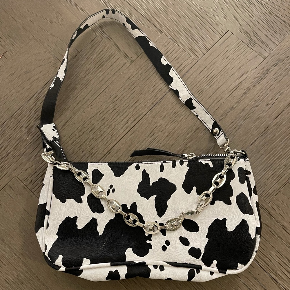 Cow print shoulder bag